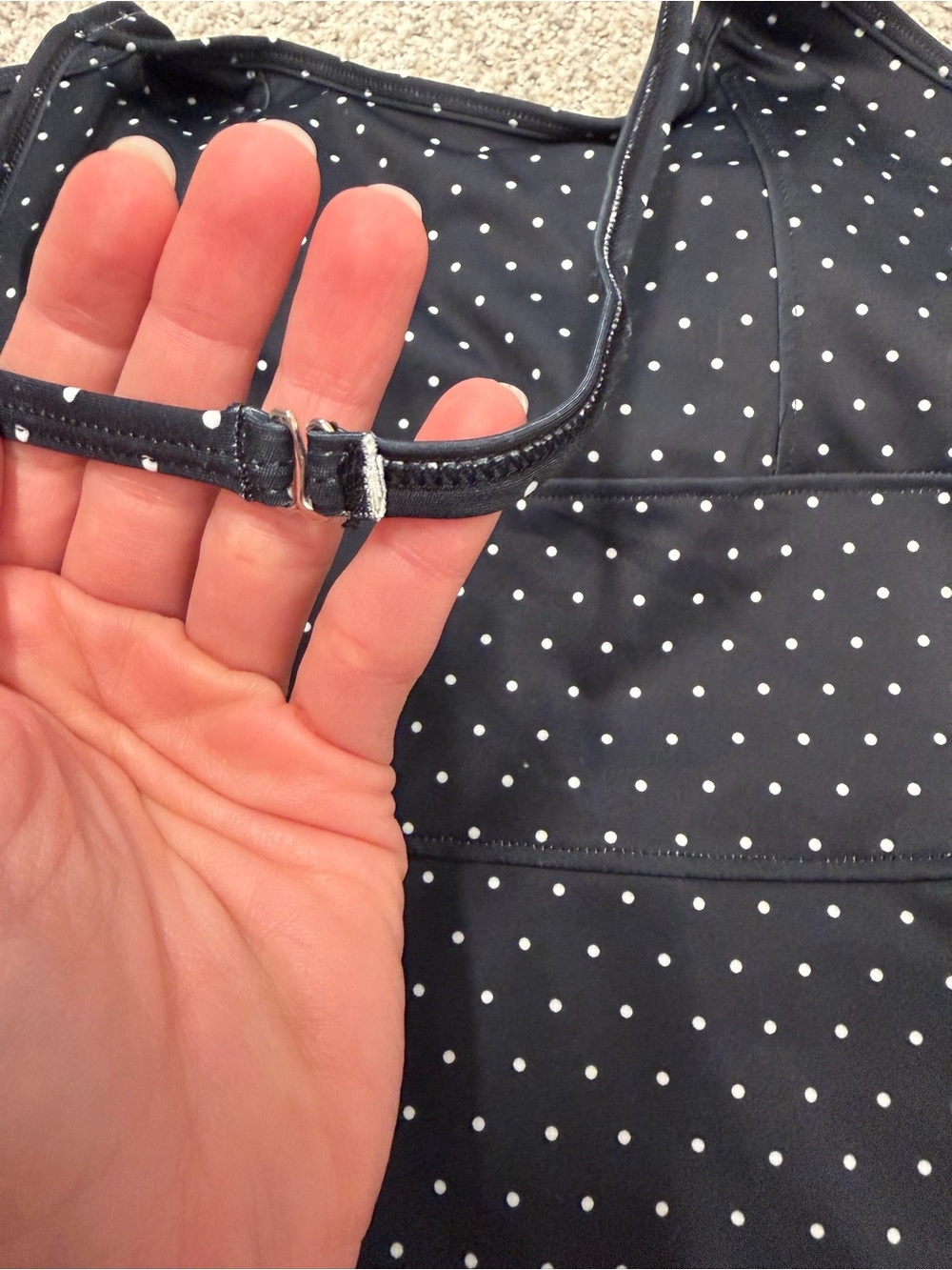 Women’s Black Polka Dot Halter Romper Swimdress - Picture 3 of 3
